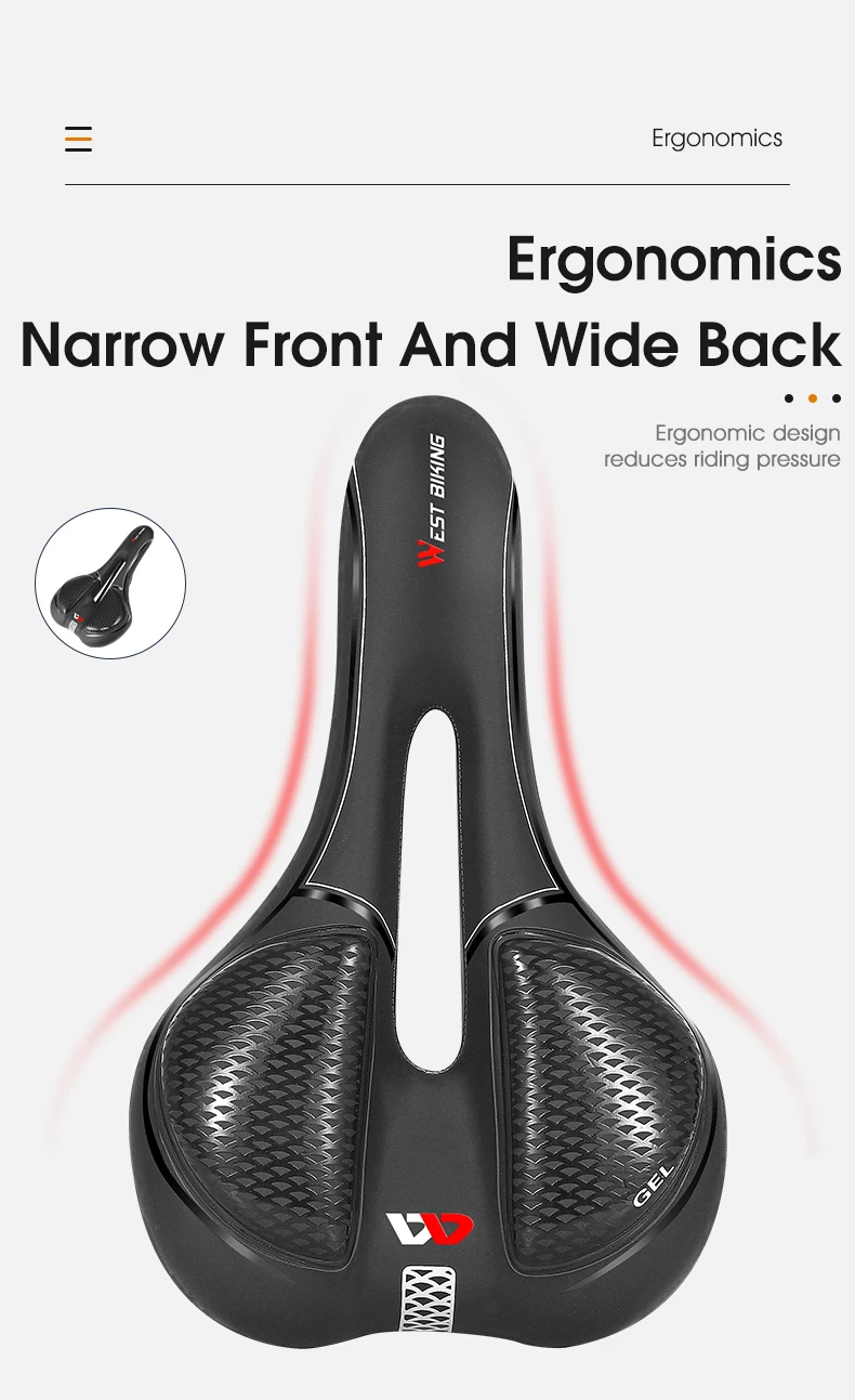 WEST BIKING Fahrradsattel Silikonkissen PU-Leder-Oberfläche Gel-Silika-Füllung Komfortabler Stoßdämpfender MTB Rennrad-Sitz – Detail 14