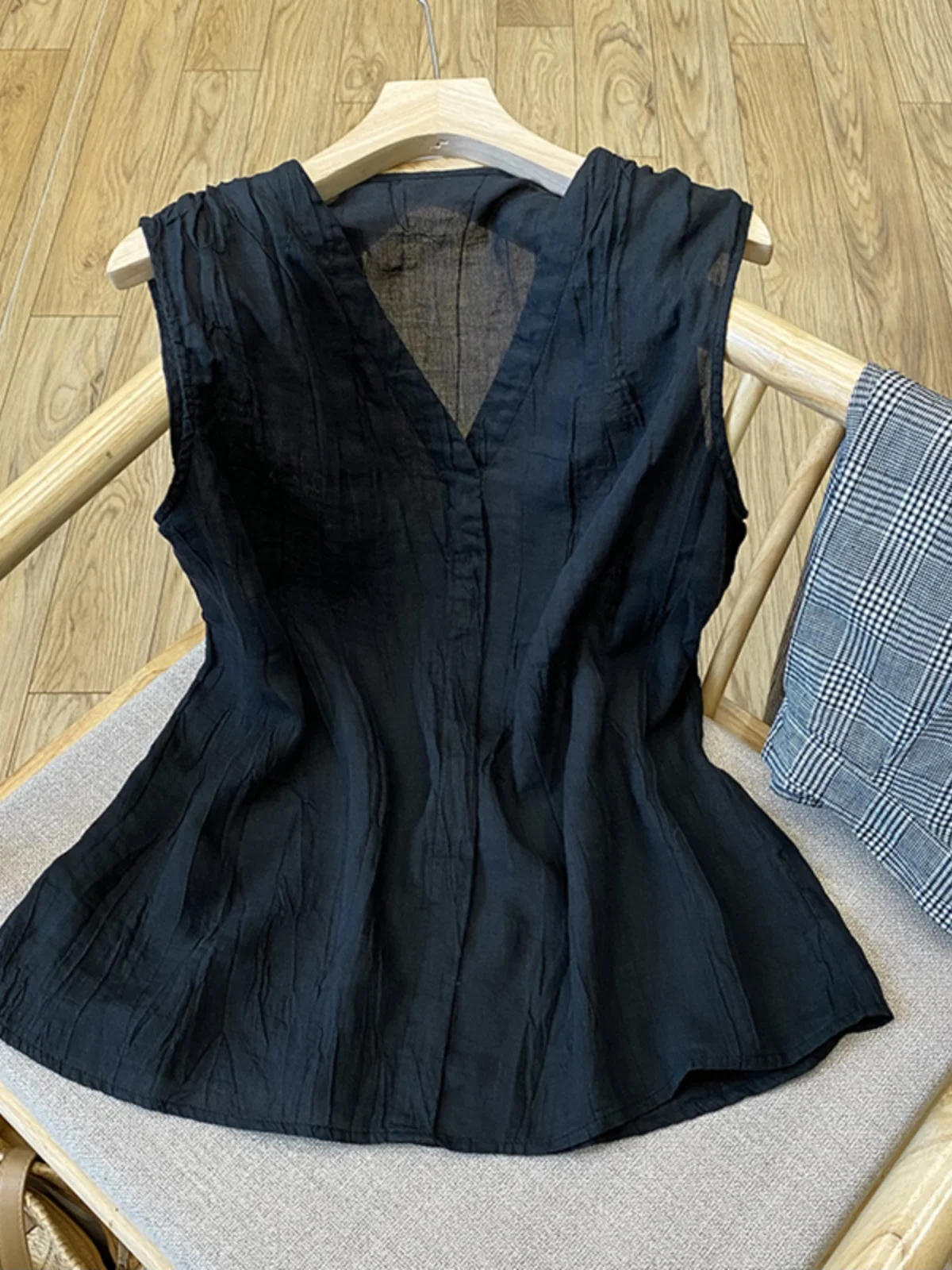 

Женский тонкий летний жилет с v-образным вырезом в японском стиле, верхняя одежда свободного покроя, сандалии Sle ape для поездок на работу...