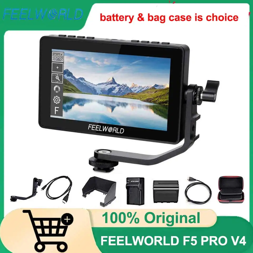 FEELWORLD F5 PRO V4 6 Inch Touch Screen 3D LUT Field Monitor DSLR Camera with F970 External Power Kit 4K HDMI Input Output