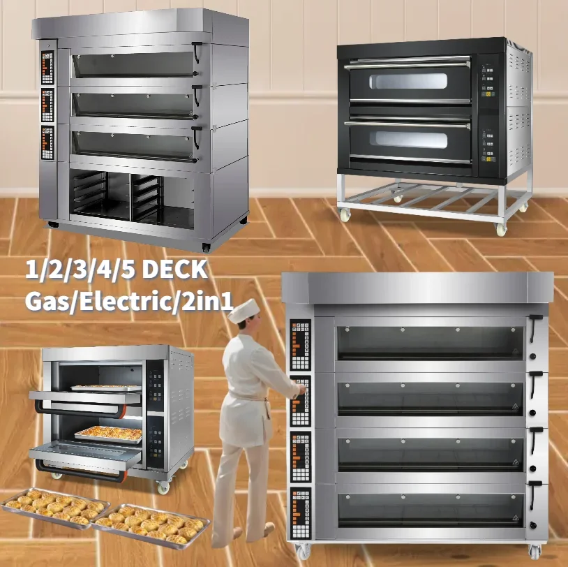 Hot style competitive Cheap price pizza 4 2 3 decks 4 6 9 trays deck oven for baking machine bakeri bread gas and electric cake