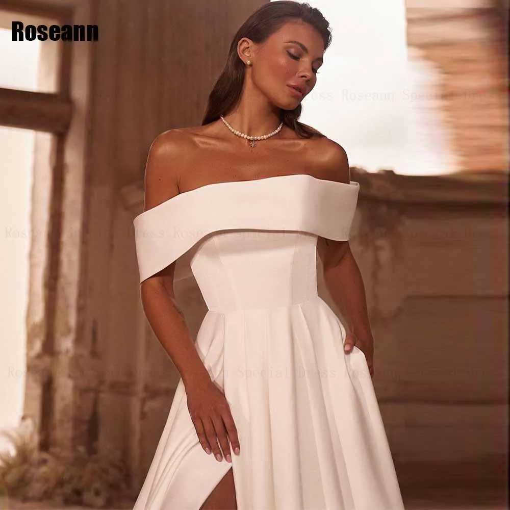 Simple A-line Wedding Dress Front Split Draped Pleat Sleeveless Open Back Bride Dresses Brush Train Floor Length robe de mariée