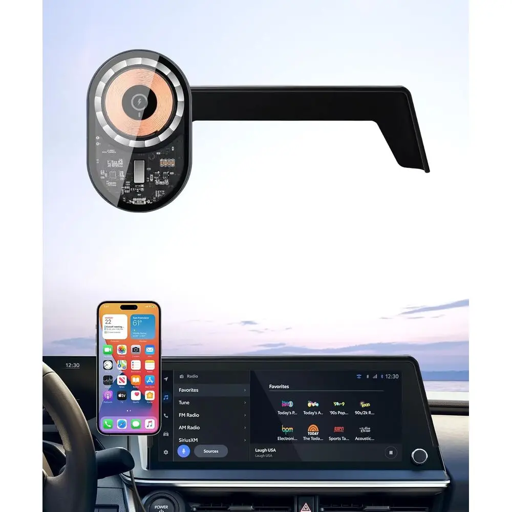 

Беспроводной автомобильный держатель для телефона с зарядкой, аксессуары 2023-2026, крепление для экрана 12,3 дюйма, поворот на 360° ° Поворотное крепление для телефона в автомобиль, совместимое