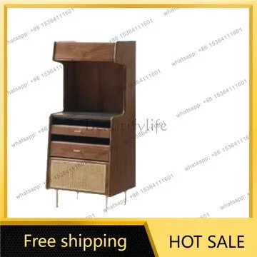 FG Nordic solid wood storage cabinet, living room dining side cabinet three-in-one