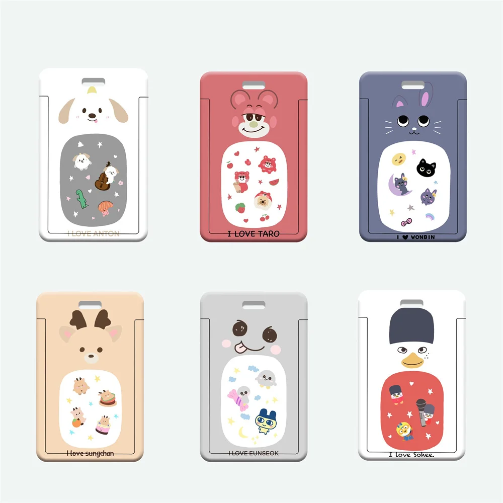 

Cartoon RIIZE Card Holder White Leather Rope Pendant Sohee Wonbin Eunseok Photocards Bus ID Card Protective Cute Cards Sleeve