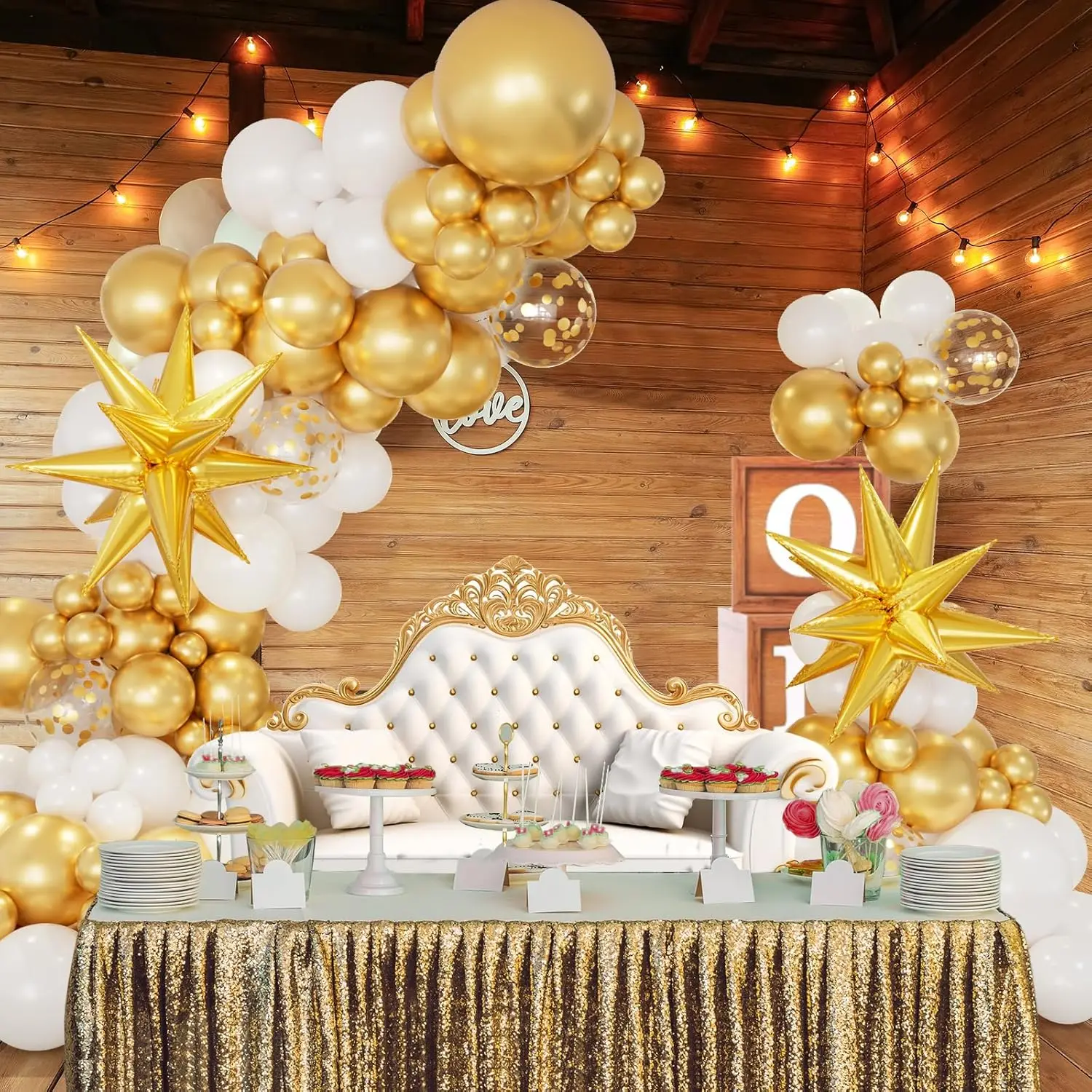 112 قطعة من بالونات الذهب الأبيض مجموعة قوس جارلاند، لاستحمام الطفل وحفلات الزفاف وحفلات التخرج وديكور الذكرى السنوية #4