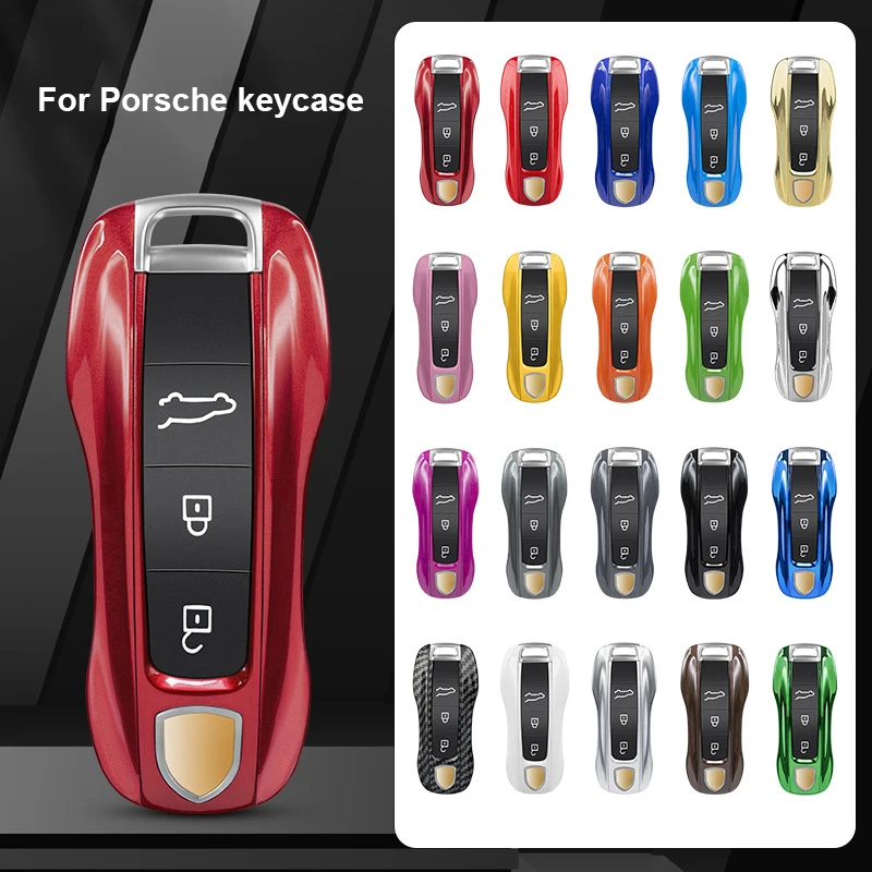 Solid Color ABS For Porsche Panamera Macan 718 Taycan 911 Cayman Boxster 971 Remote Smart Car Key Case Cover Car Accessories