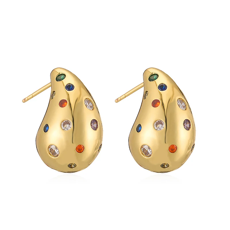 HECHENG, Teardrop Earrings Dupes Muiti Zircon Pearl Chunky Hoop Earrings for Women Lightweight Vintage Jewelry Gift