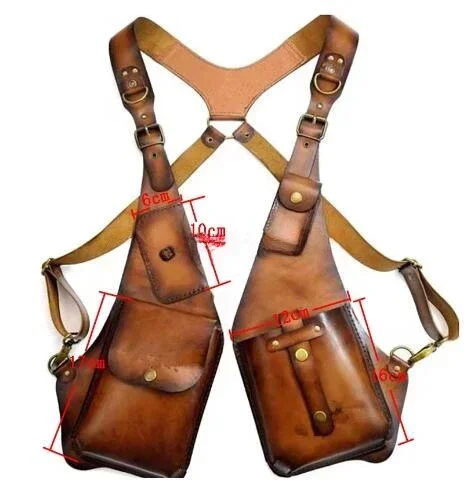 Sac étui de harnais en cuir médiéval, portefeuille antivol caché, pochette de téléphone de Style moto, sac de Festival