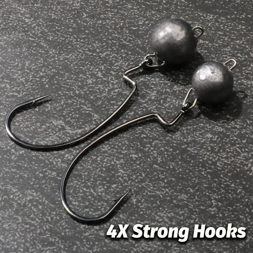5pcs Metal Jig Head Worm Hooks 2g 4g 10g 14g 18g Weight Crank Gear Sinker Pesca Weedless Offset Rig Fishing Tackle Kit Fishhook view 5