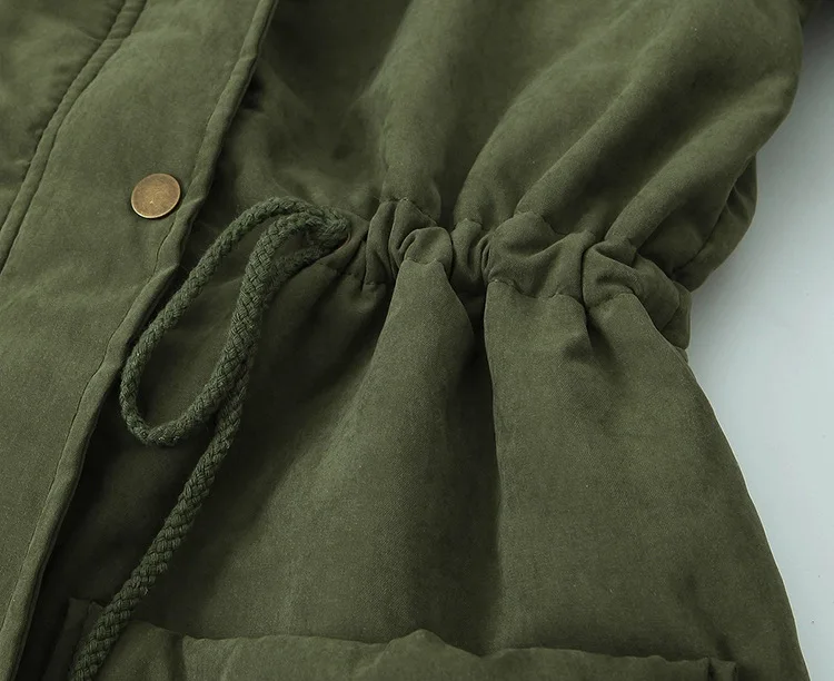 Neue Damen Winterjacke mit Baumwollfüllung 2026 Damen Mittellange Warme Lammfell-Steppjacke Übergrößen Damenparka Oberbekleidung – Detail 13