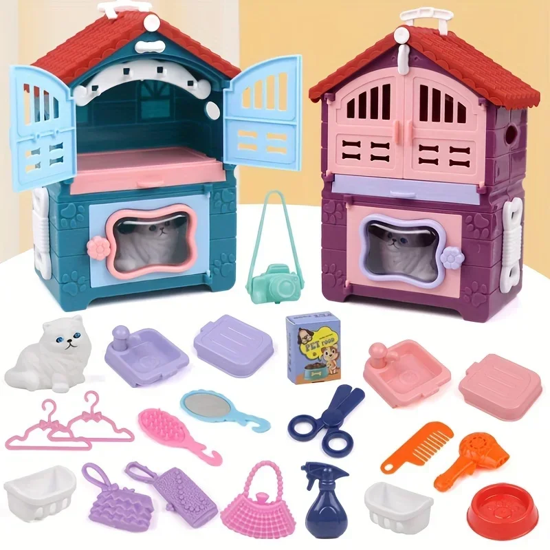 Mini Cute Puppy Cat Merchant supermercato attività e forniture per feste Pet Toy House Scene capodanno, regalo di pasqua