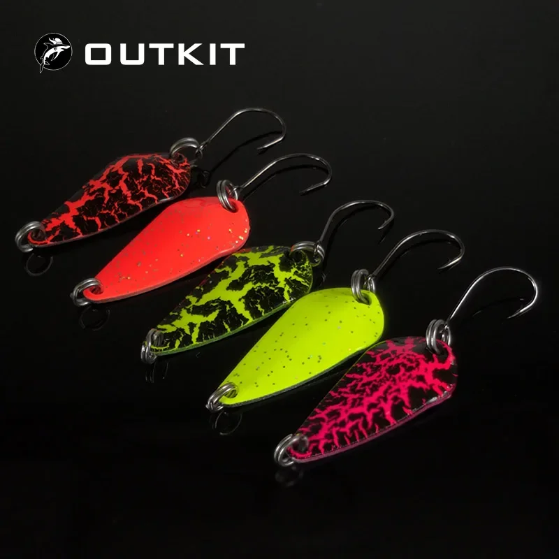 OUTKIT 5pcs Mix Colors 3cm 3g Fishing Spoon Lure Swim Bait Isca Artificial Trout Lure Pesca Fishing Tackle Leurre Truite Spoons