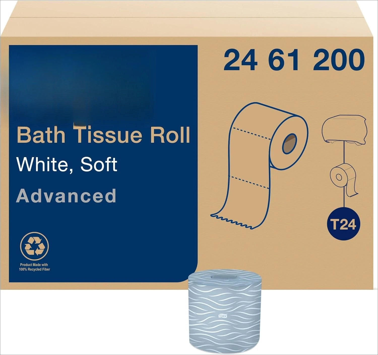 

Advanced Toilet Paper Roll, White, Compatible with T24 Dispensers, 2-ply, Soft Tissue, 80 rolls x 500 sheets (2461200)