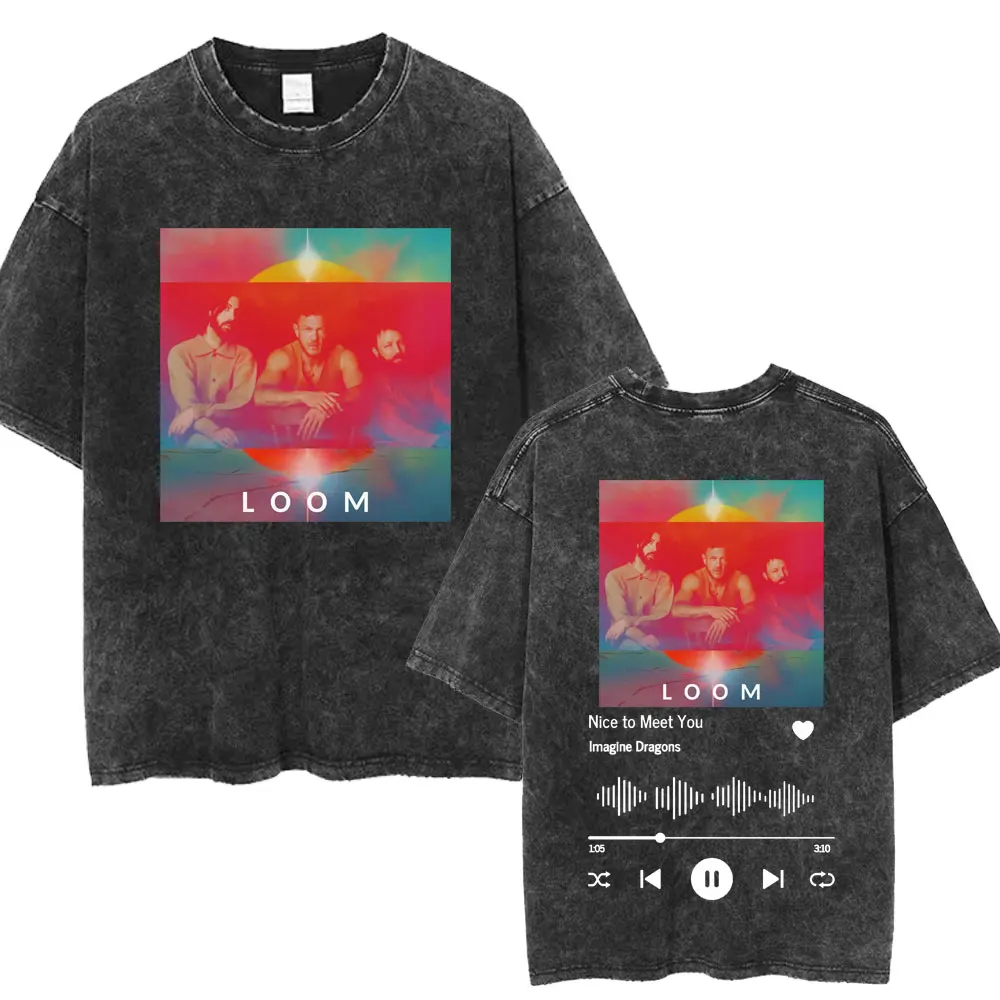 Imagine Dragons Band Loom Tour 2025 Washed T Shirt Men Women Fashion Hip Hop Vintage Tshirt Cotton Loose Popular Street T Shirts image 4