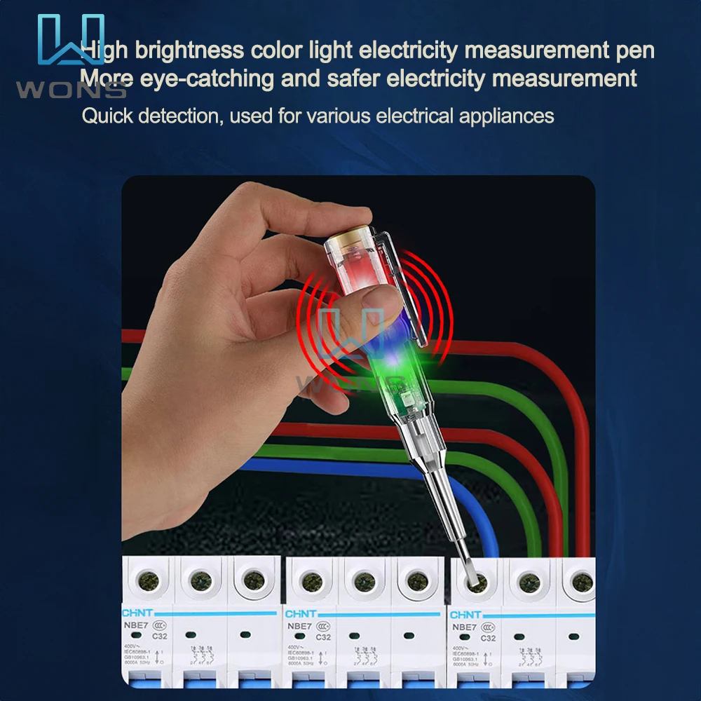 Three-lamp Voltage Tester Pen Built-in Buzzer Non-contact Induction Test Pencil Voltmeter Power Detector Screwdriver Indicator