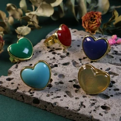 Elegant Red Blue Green Champagne Heart Shaped Resin Ring Simple Stylish Adjustable For Women