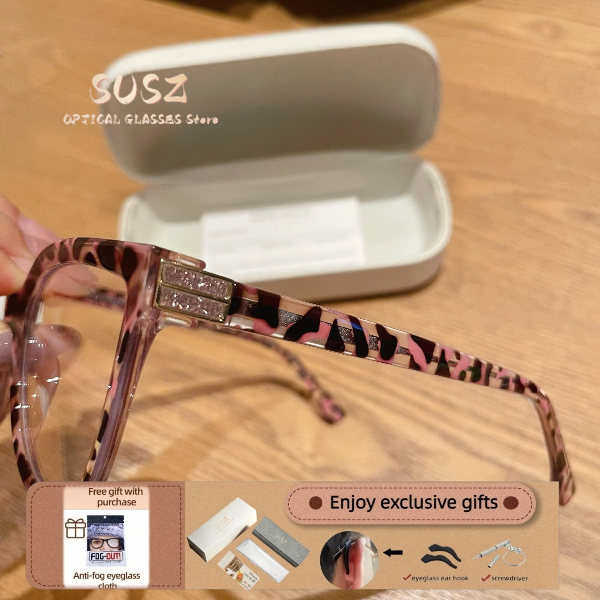 

SUSZ TR90 Cat Eye Reading Glasses Women Anti Blue Ray Myopia Eyewear Photochromic Progressive Eyewear with Prescription Lens