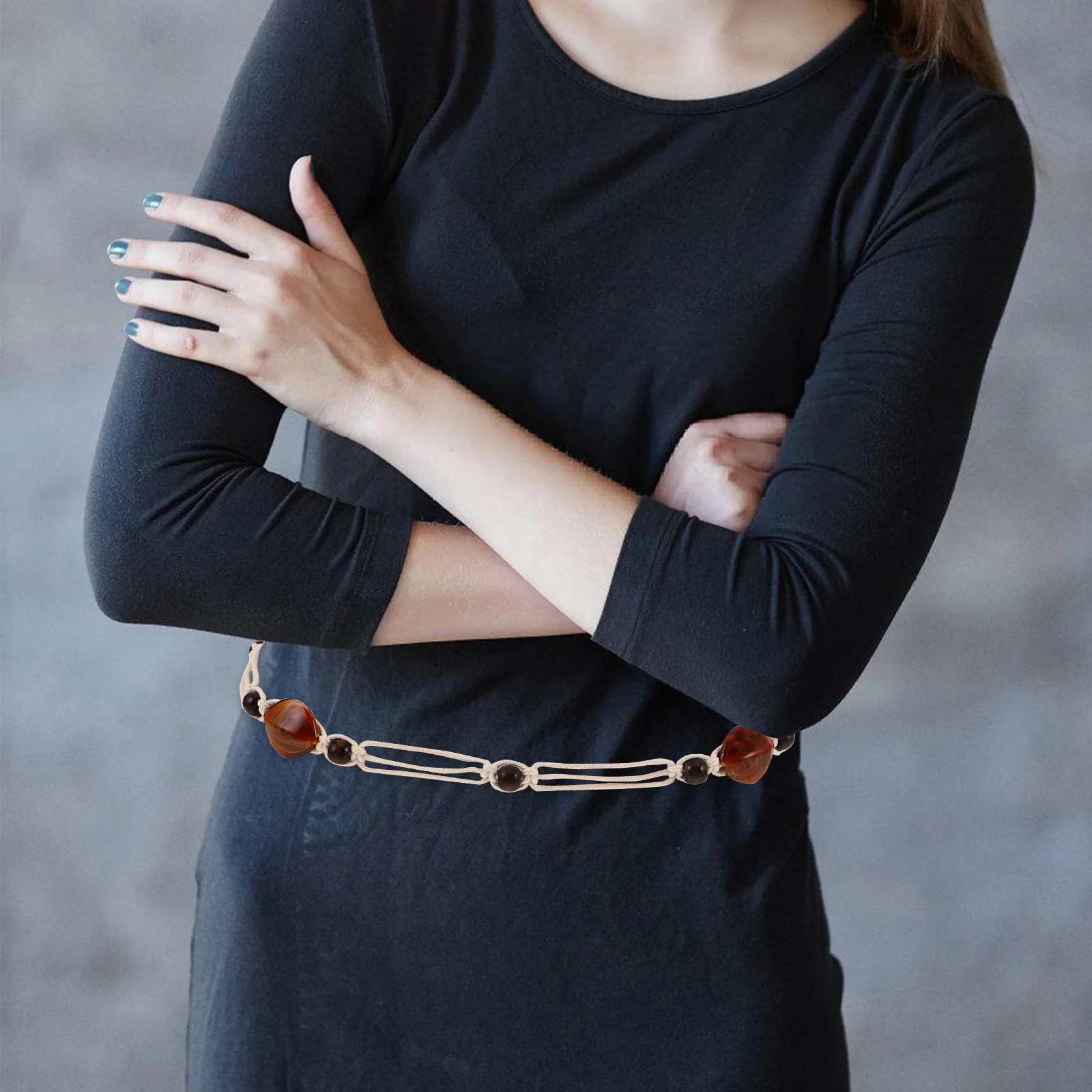 

Ethnic Style Wooden Bead Belt Woven Belts for Women Bohemian Waist Chain Women's