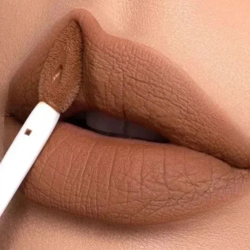 Imagen 2 del producto Brillo de labios marrón desnudo mate de terciopelo de larga duración, lápiz labial líquido resistente al agua, maquillaje de labios, belleza para mujer, brillo de labios antiadherente rojo