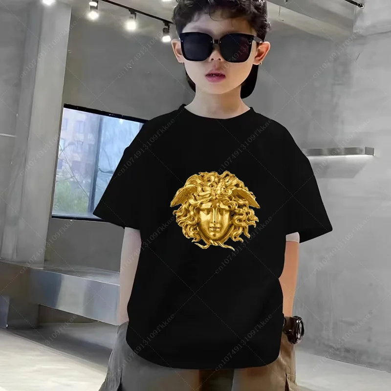 Summer Kids Clothes Streetwear Luxury Print Brand T Shirt Short Sleeve Tops Tees Boys Girls Tops Cotton TShirts Fashion Children