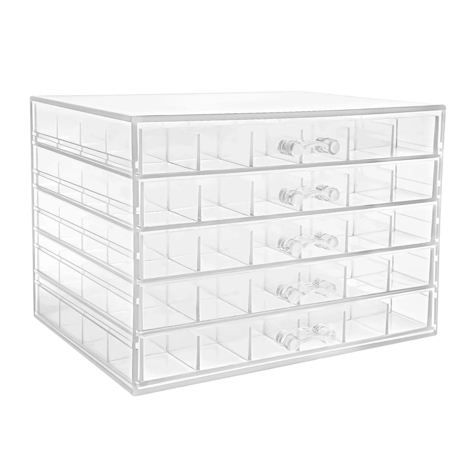 大型5段120引き出しネイル用品オーガナイザー、ポリッシュ、グリッターパウダー、宝石、スパンコール、チップ用の透明アクリル収納ボックス