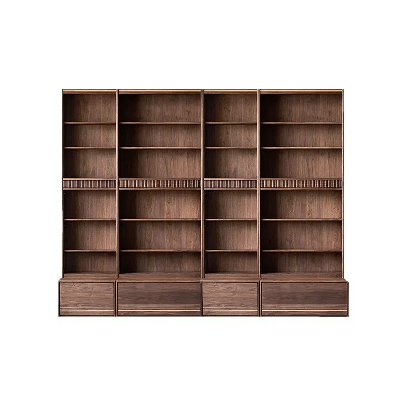 North American Black Walnut Solid Wood Bookshelf Combination Cabinet Cherry Wood Star Full Wall Card Holder Bookcase