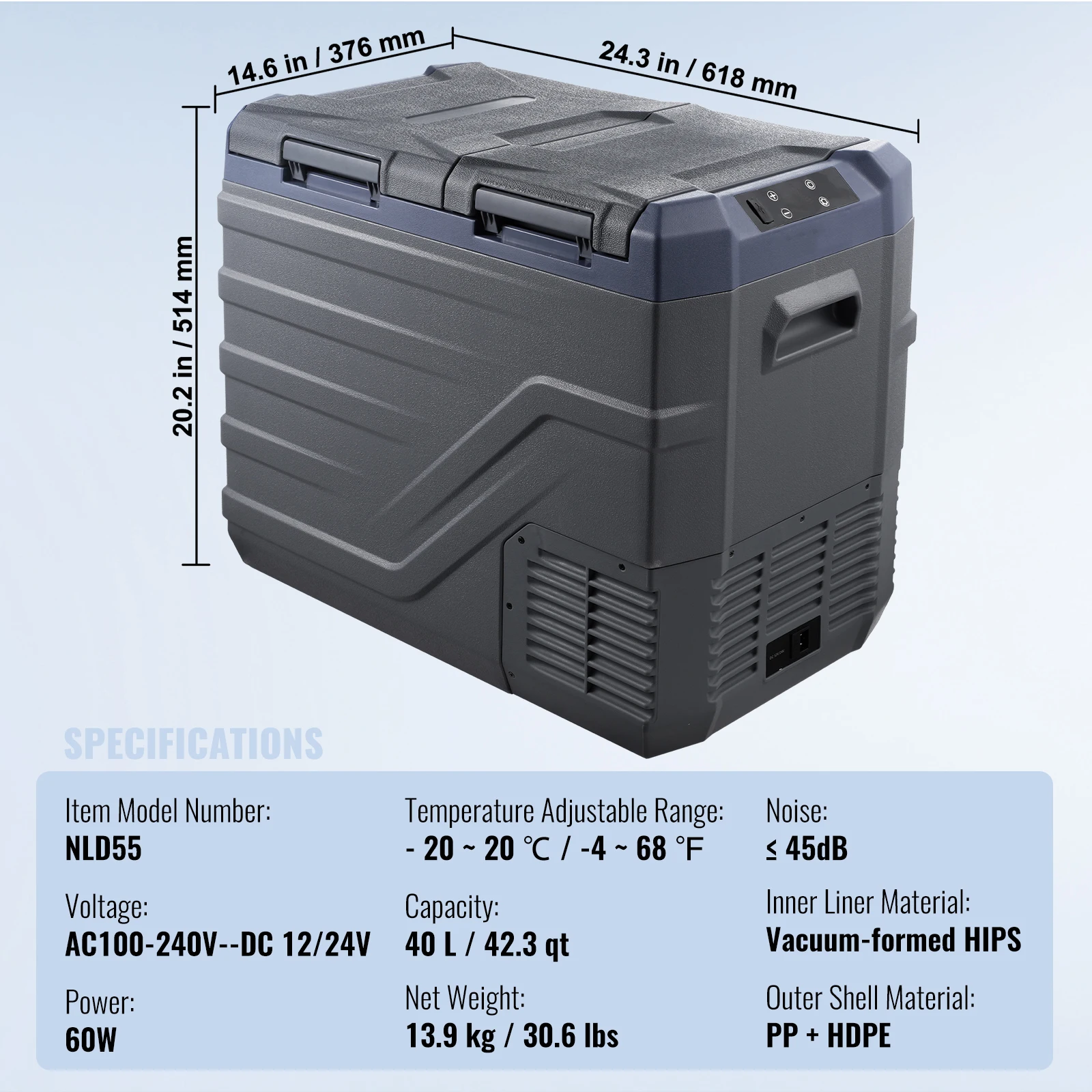 Succebuy autokoelkast Dual Zone draagbare vriezer Autokoelkast Koelkast Verstelbaar bereik 12/24V DC en een compressorvriezer - afbeelding 1