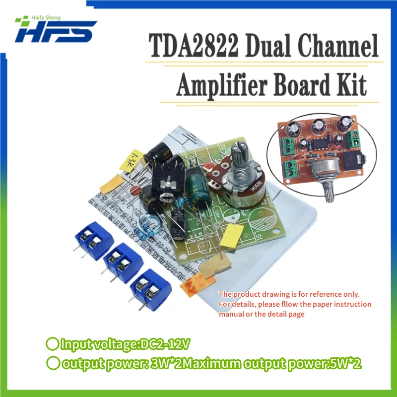 

Mini AUX Audio Amplifier Module, Stereo Amplifier Board, AMP with 50K Ohm Potentiometer, 1.8-12V, 2.0 Channel, TDA2822, TDA2822M