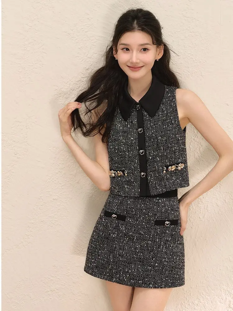 High Street ภาษาฝรั่งเศสคําหรูหรา 2 ชิ้นชุดชุดสตรีหวาน Chic Top + กระโปรงเอวสูงชุดแฟชั่นฤดูร้อน Lady 2 ชิ้นชุด