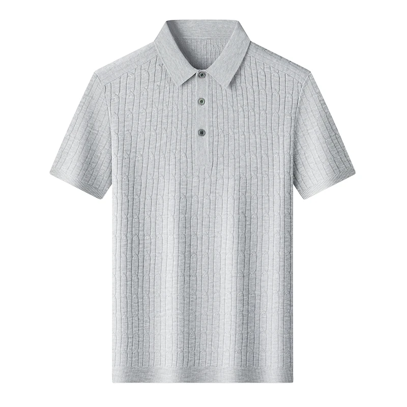 High Quality Breathable Linen Knit Tops 2026 Summer Trendy Lyocell Knitting Polo Shirt Short Sleeve Knitwear Pullover Tops