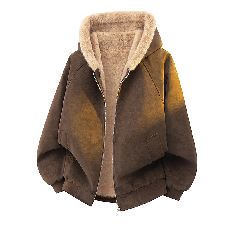 2026 Autumn/Winter New Trendy Guochao Zizhankao Coat Both Men's and Women's Versions Synthetic Rabbit Fur Coat for Winter Style