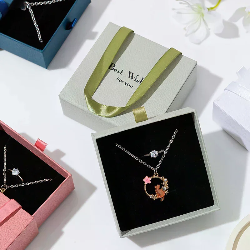 

Портативная шкатулка для украшений с выдвижным ящиком, дорожный футляр для колец, серег, ожерелий, подарочная упаковка, коробки для хранения