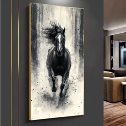 Diamond Painting Large DIY Running Black White Horse Diamond Mosaic Kit Full Square Round Rhinestone Cross Stitch Home Decor