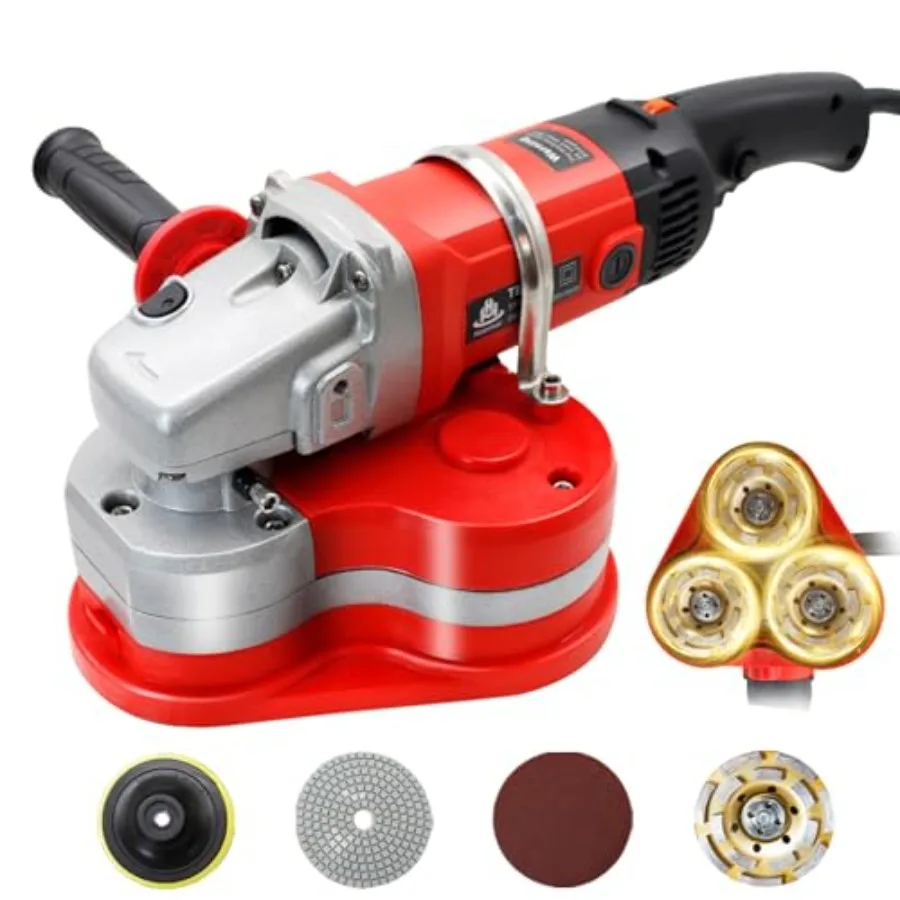

Electric Diamond Polisher Machine - 2800W Concrete Floor Grinder Kit with 3 Diamond Wheels 6 Variable Speed for Dustless Grindi