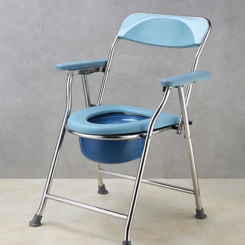 Stainless Steel Folding Toilet Chair Robust Mobile Lavatory for Senior and Maternity Care, SimpleMaintenance Commode