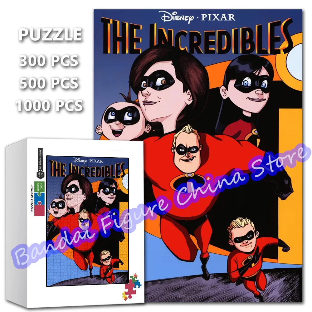 300/500/1000 Pieces Anime Jigsaw Puzzle Superman Family The Incredibles Disney Cartoon Print Puzzle for Kids Education Toys