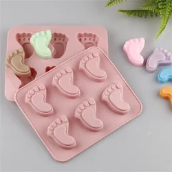 6 Cavities Baby Feet Shape Fondant Mold Silicone DIY Muffin Chocolate Cake Biscuit Jelly Soap Mould Baby Shower Party Cake Decor