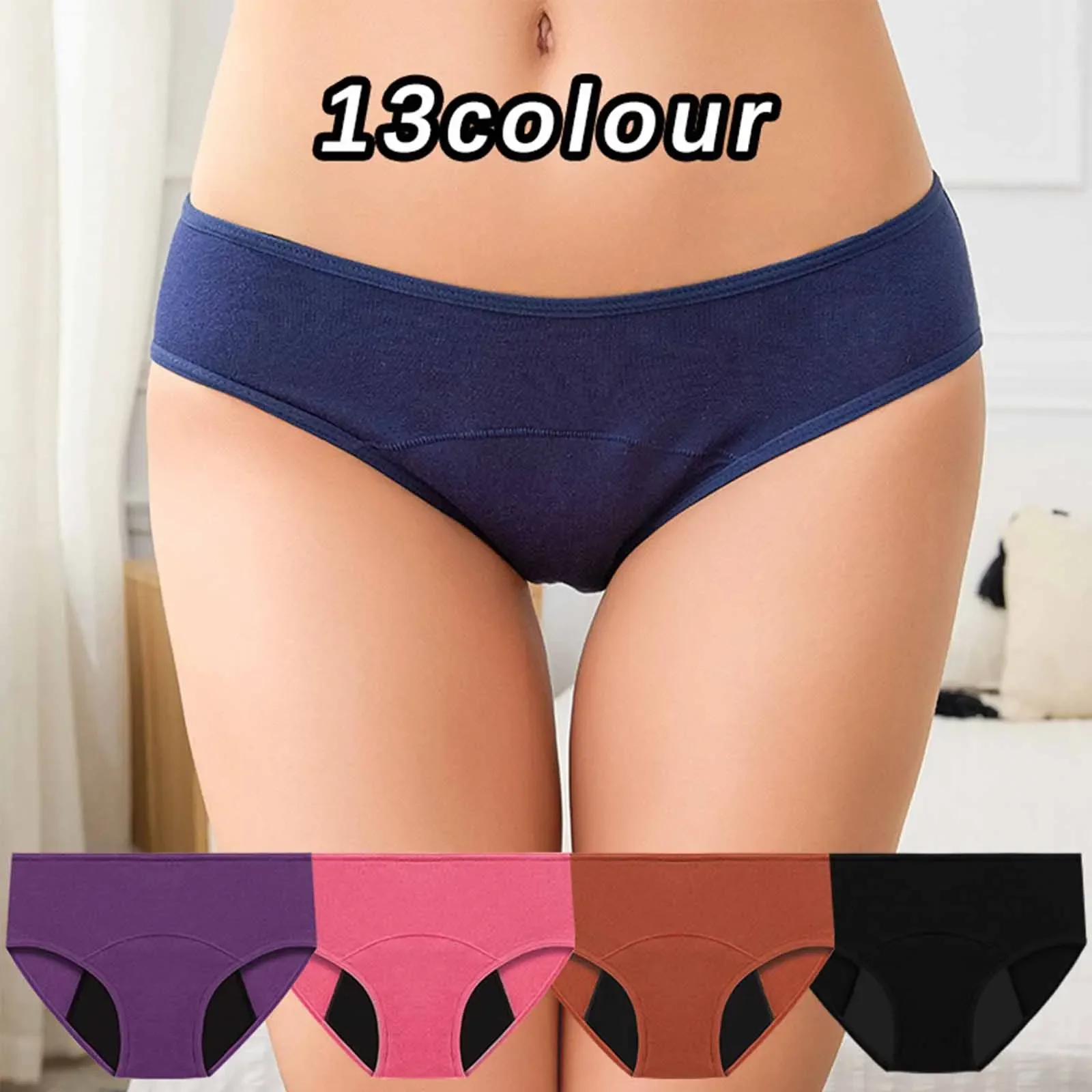 3pcs Menstrual Panties Woman Very Abundant Flow Menstruation Underwear Mid High Waist Leak Proof Period Panties for Girls Ladies