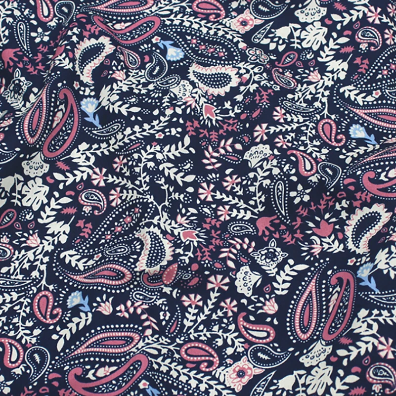 Paisley Fabric Ethnic Style Cashew Flower Cotton Printed Fabric Handmade Cloth Headscarf Cloth Shirt by Half Meter