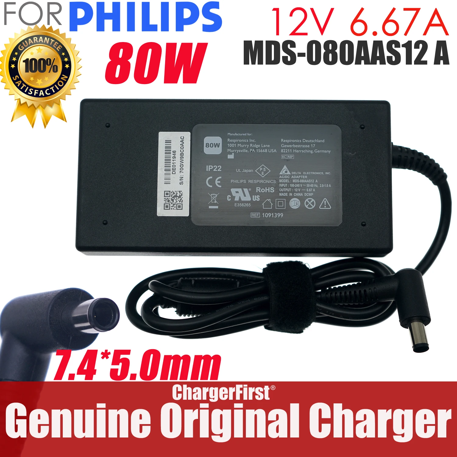 Genuine MDS-080AAS12 A 12V 6.67A 80W AC Adapter For PHILIPS DORMA 200 500 CAX500T12 DreamStation 700 567P 767P DS500T T2 Charger