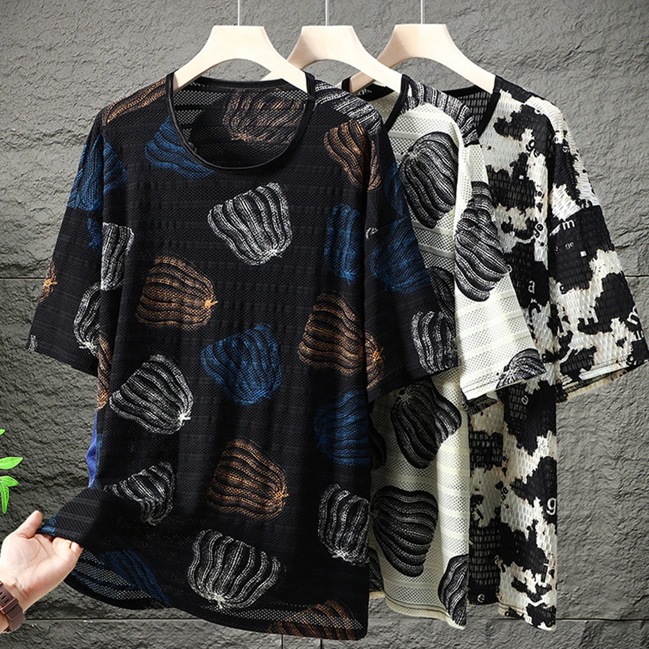 Summer T-shirt Men Plus Size 12XL Short Sleeve Tshirts Stretch Fashion Casual Summer Tops Tees Male Big Size 12XL