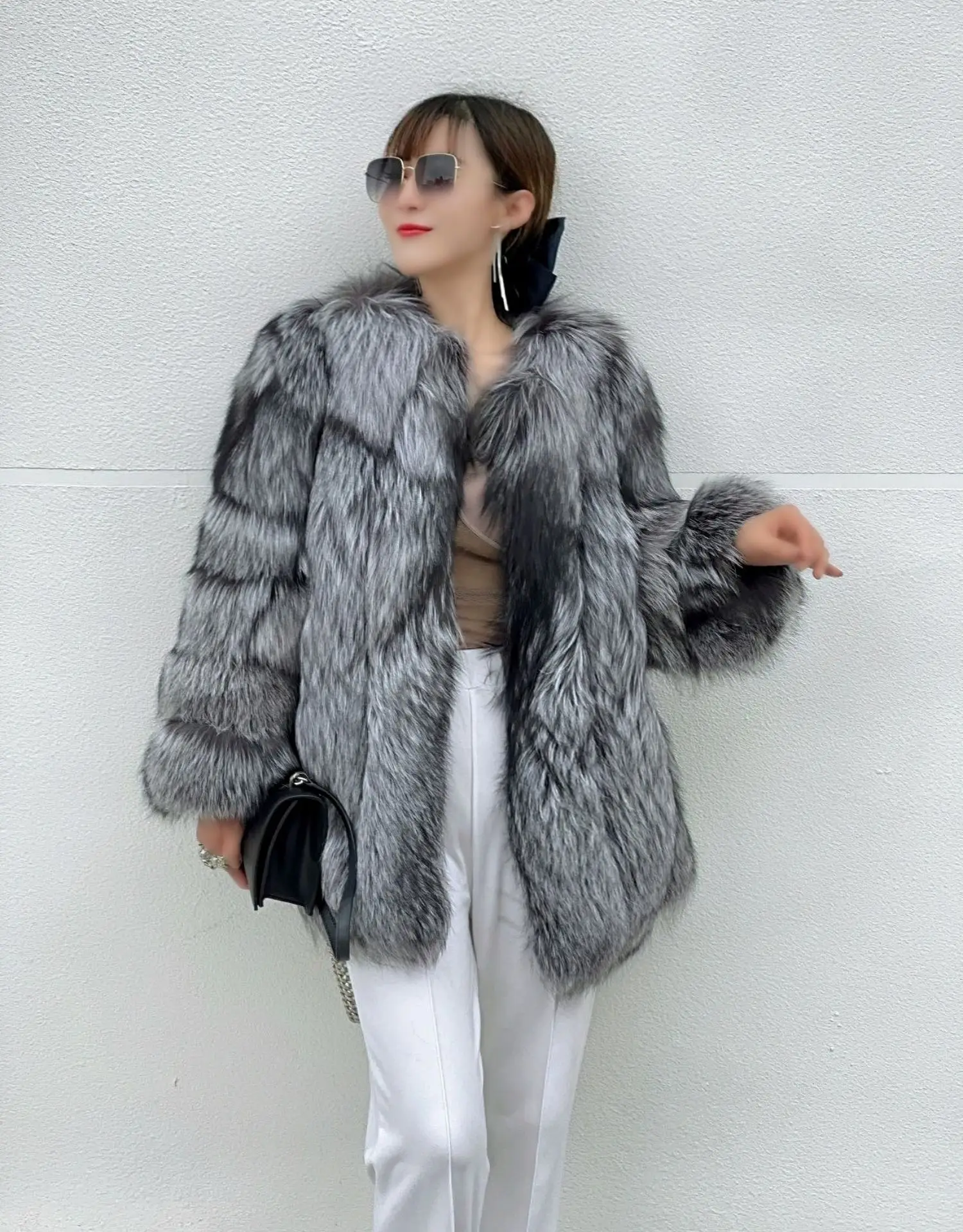 FURSHEHE 2024 Real Fur Coat Women Winter Natural Fox Fur Jacket Luxury High Quality Fluffy Fashion Ladies Streetwear Overcoat