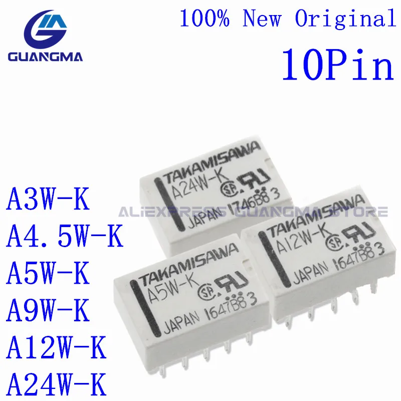 

10Pcs Signal Relay A3W-K A4.5W-K A5W-K A9W-K A12W-K A24W-K 10Pin DIP DC3V 4.5V 5V 12V 24VDC 100% New Original