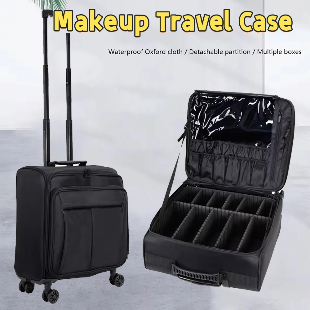 

Black Cosmetic Brush Storage Bag Women Artist Waist Bags Hair Stylist Makeup Holder Multifunctional Trolley Case