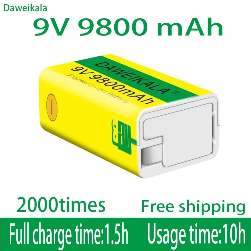 2024 9V 9800mAh li-ion Rechargeable battery Micro USB Batteries 9 v lithium for Multimeter Microphone Toy Remote Control KTV use