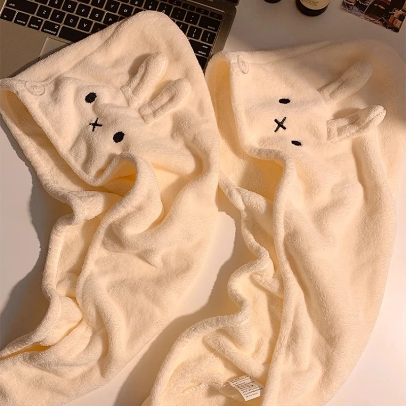 Cute Miffy Coral Velvet Dry Hair Cap Super Absorbent Towel for Girls Wrapping Hair Quick-drying Shower Cap Cartoon Dry Hair Cap