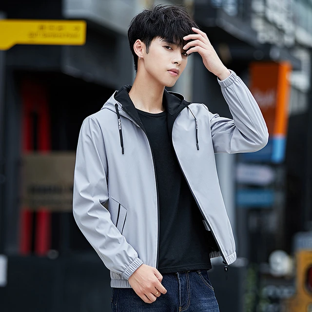 Browon Autumn Hood Men Jacket Long Sleeve Hooded Jacket Korean Style Solid Color Polyester Hip Hop Coat Plus Size M 5xl Jackets AliExpress