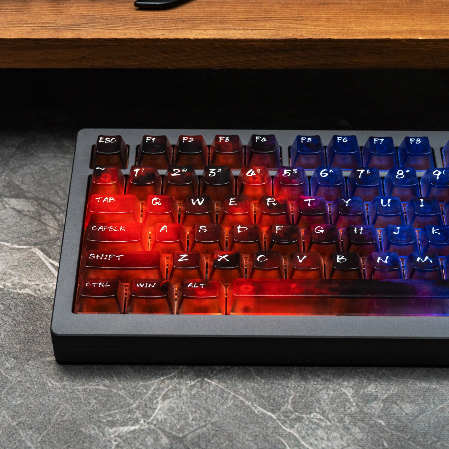 أحمر أزرق نيون متدرج Keycap PC متجمد ماتي شفافة قبعات لوحة المفاتيح الميكانيكية 119 مفاتيح الكرز الشخصي شفافة أغطية المفاتيح #2