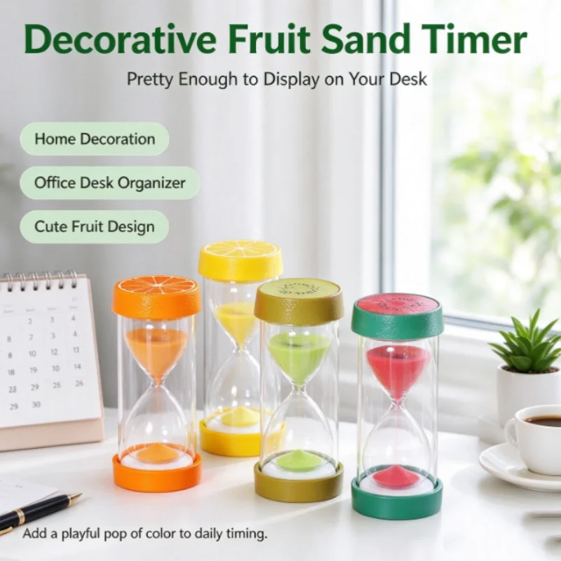 ruit Shape Hourglass Timer 3/5/15/30 Minutes, Glass Sand Clock, Fall Resistant Decorative Sand Timer, Home Decoration Jewelry Ac