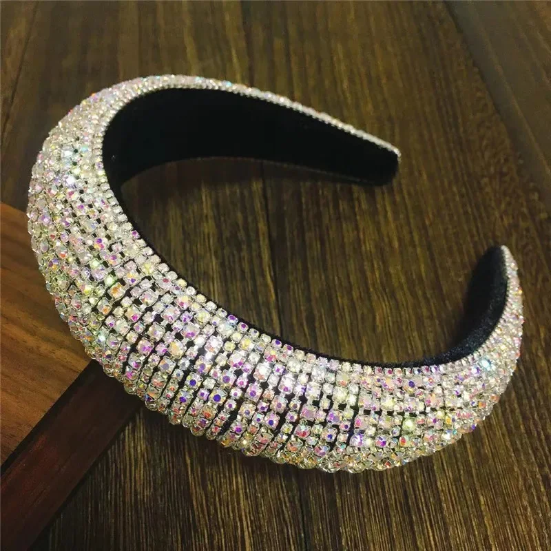 

High Quality Padded Rhinestone Headband Handmade Wide Bejewelled Hairband Sparkly Party Headband Hair Accessories For Women QH64